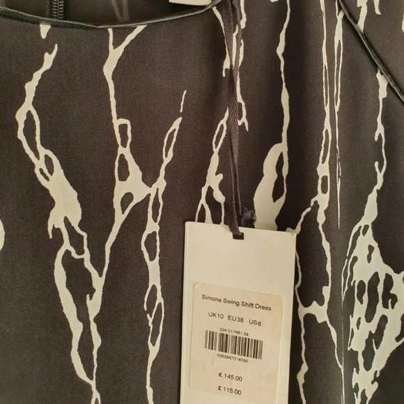 Whistles Black/white simone shift dress.Abstract marble Print Size 12BNWT - Picture 4 of 4